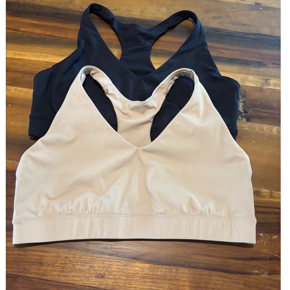 Tek Gear Ultrastretch Sports Bra 2 Pack Black Beige Tan Racerback XL Activewear
